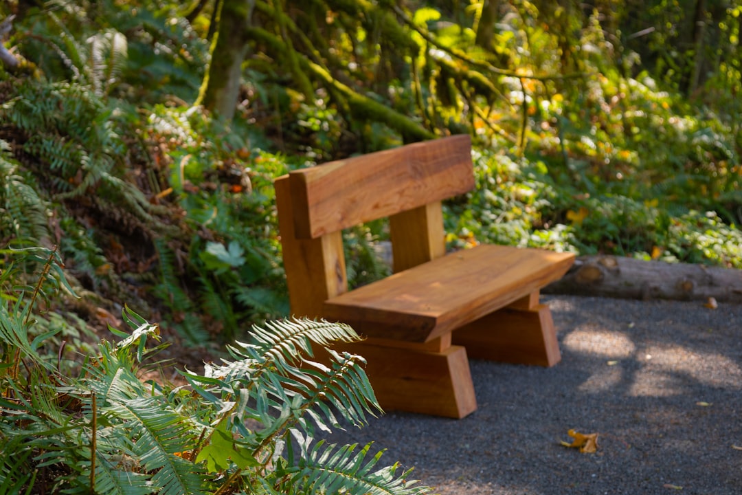 Duurzaam tuinmeubilair van gerecycled hout in een natuurlijke setting