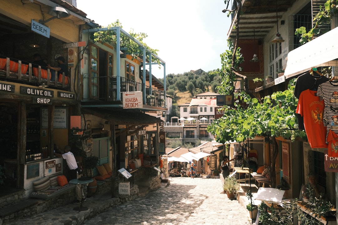 Smal straatje met kinderkopjes in een authentiek Balkandorp