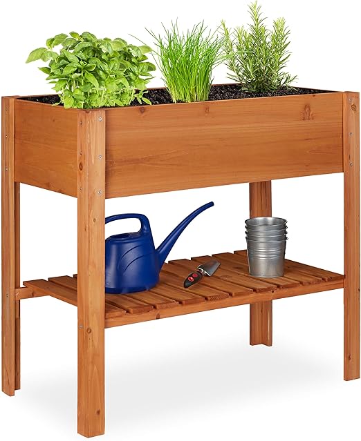 Relaxdays Moestuinbak Hout met Opbergvak